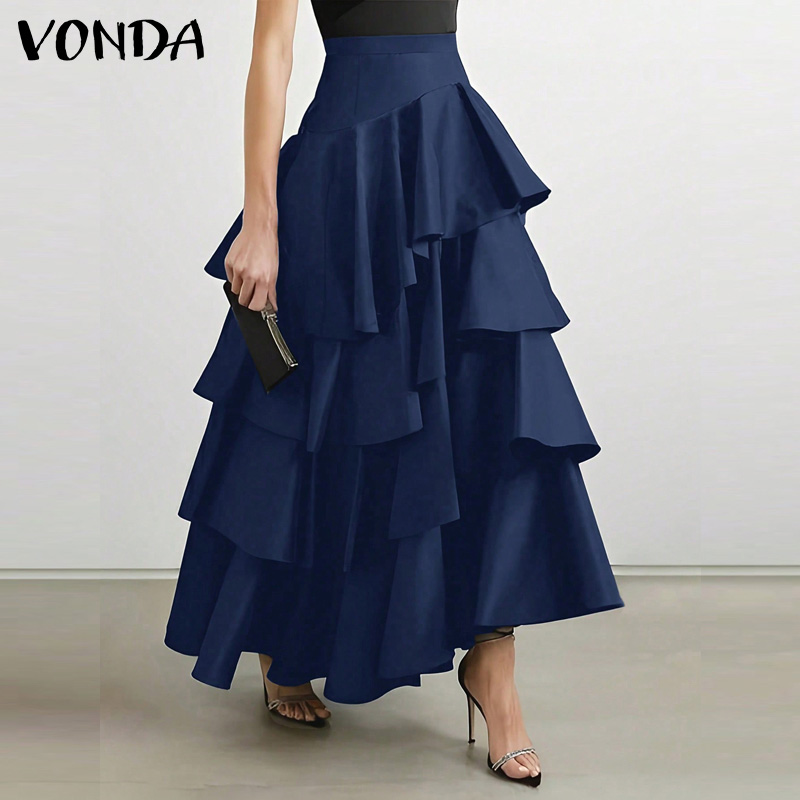 Women'S Fashion Layering - VONDA-Falda larga de talla grande 5XL