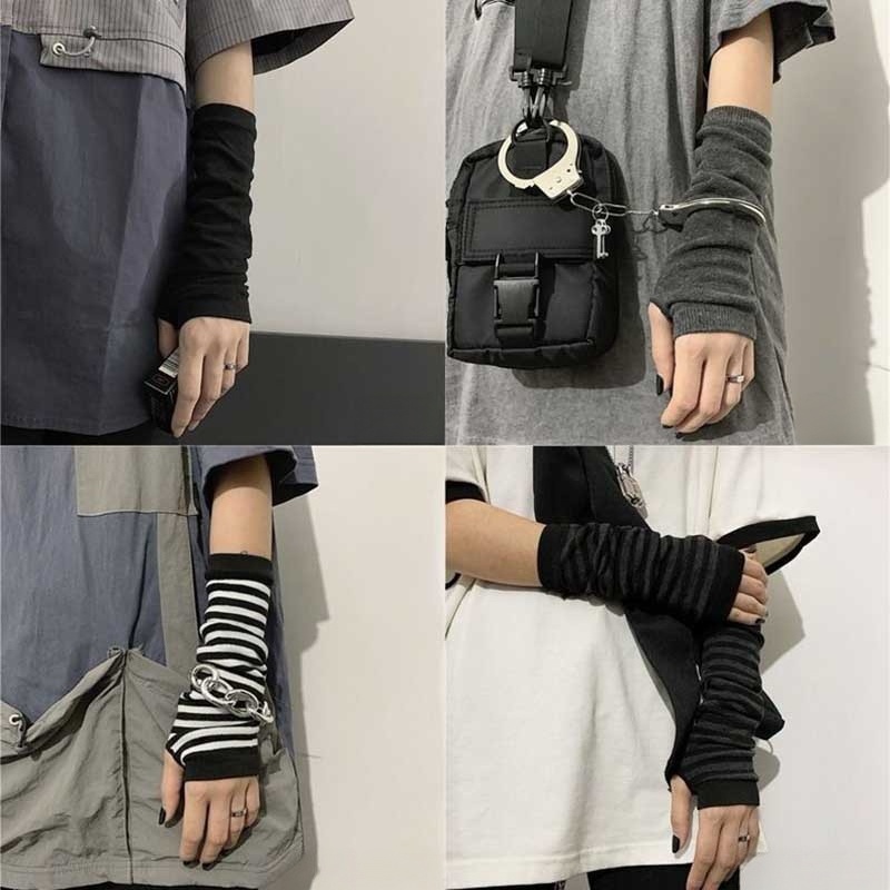 Women Fashion Gloves - Guantes largos de punto sin dedos,