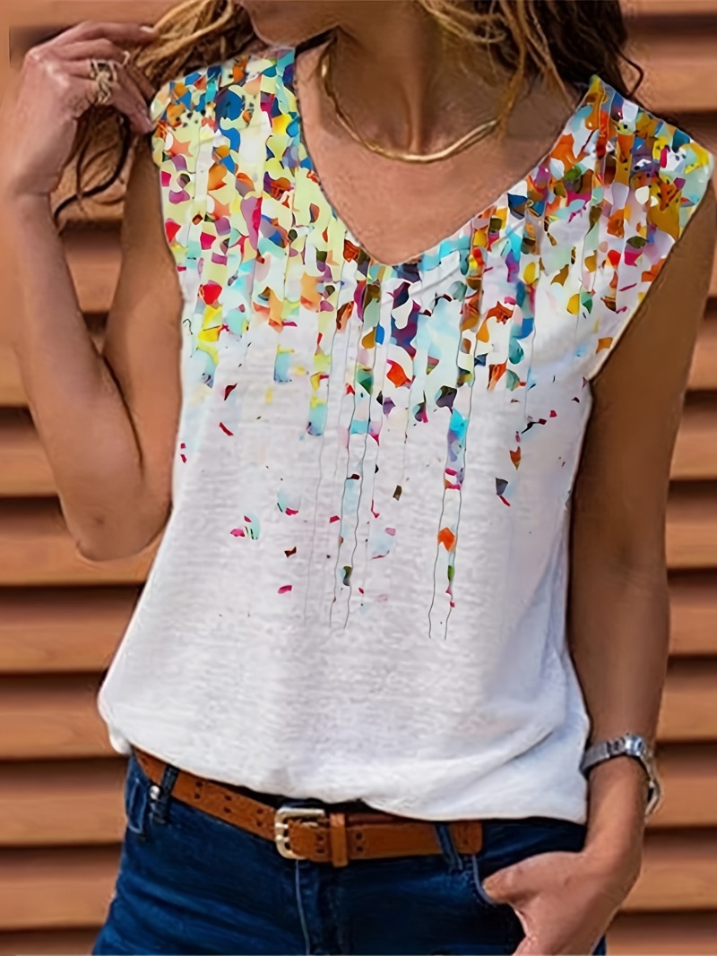 Women Fashion Vest - Top con estampado de flores y