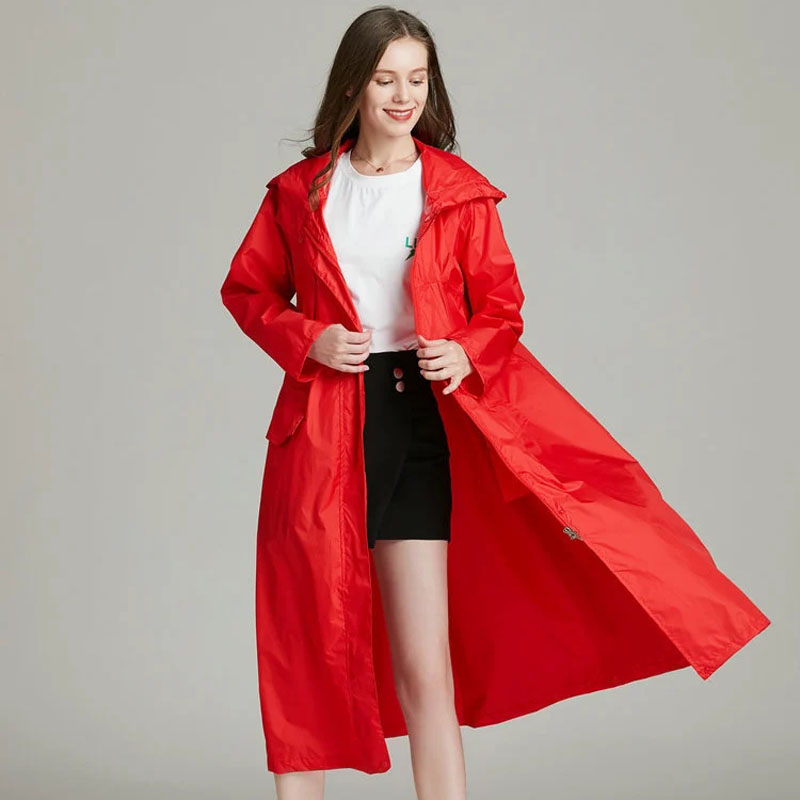 Women'S Fashion Raincoat - Chubasquero ligero rojo negro transpirable para