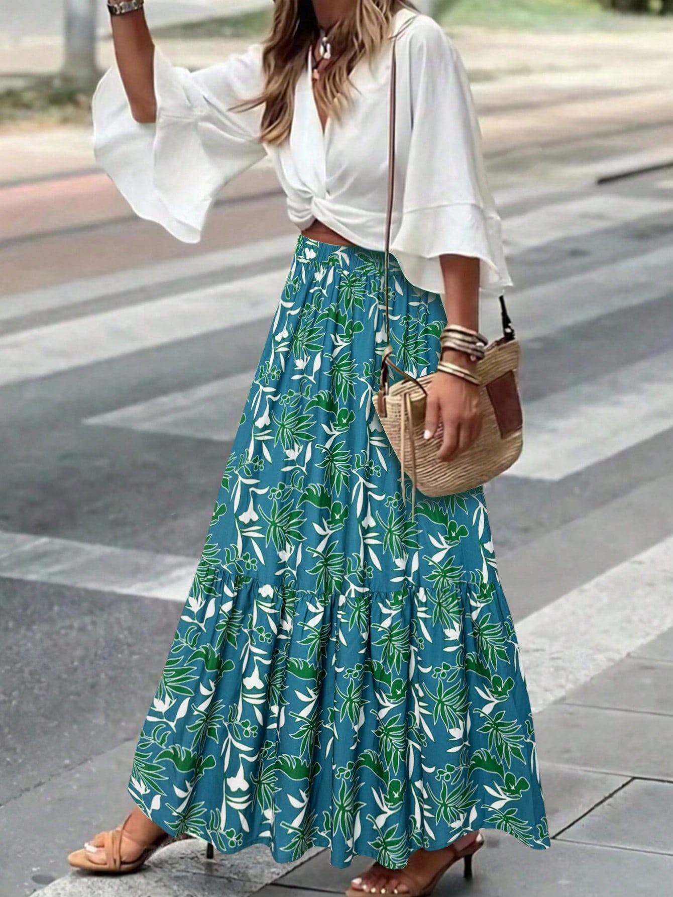 A-Line Skirt Midi - Falda maxi con estampado floral de