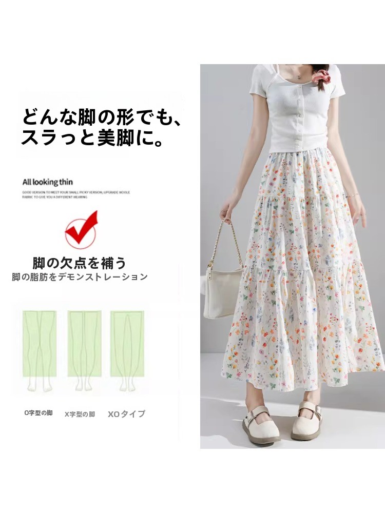 Falda Midi con Estampado Flora - A-Line Skirt Midi reseña y precio
