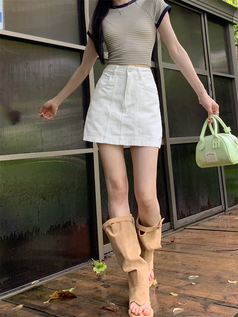 Minifalda vaquera de corte en  - A-Line Skirt Midi reseña y precio