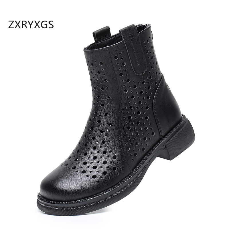 Botas huecas de cuero de vaca  - Women'S Fashion Layering reseña y precio