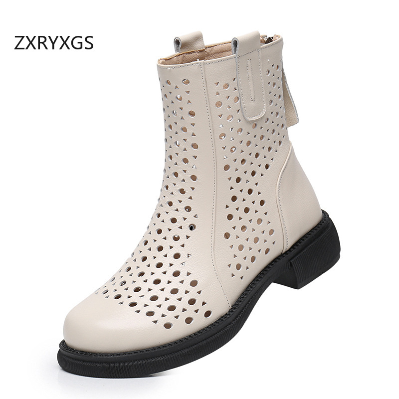 Botas huecas de cuero de vaca  - Women'S Fashion Layering reseña y precio