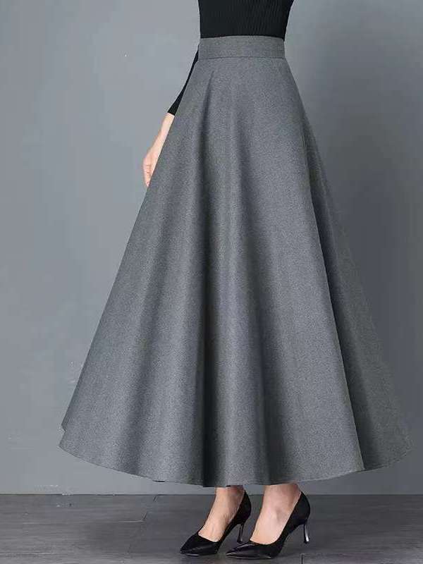 Elegante Falda Midi Negra de C - A-Line Skirt Midi reseña y precio