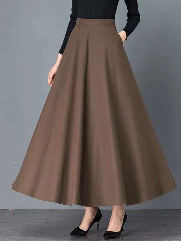Elegante Falda Midi Negra de C - A-Line Skirt Midi reseña y precio