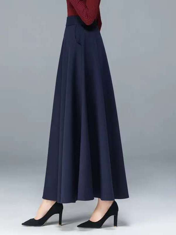 Elegante Falda Midi Negra de C - A-Line Skirt Midi reseña y precio