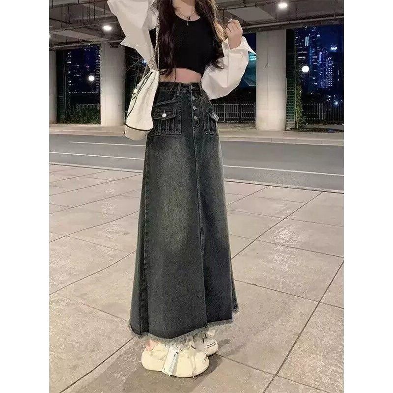Falda vaquera midi de cintura  - A-Line Skirt Midi reseña y precio