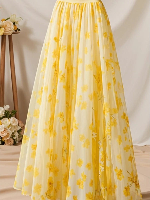 Falda Midi Amarilla de Cintura - A-Line Skirt Midi reseña y precio