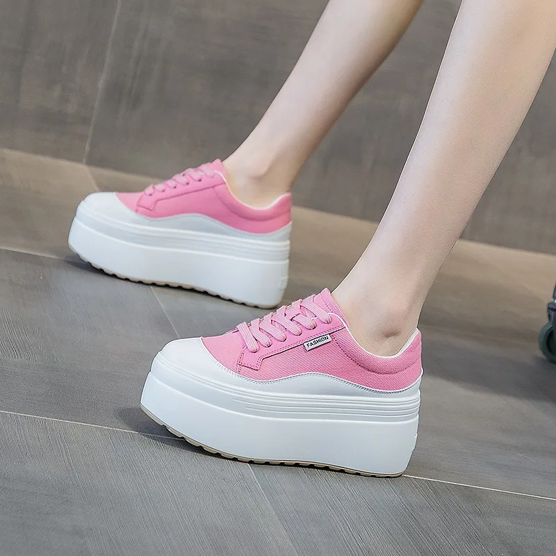 8cm nueva lona cuero genuino m - Sneakers Fashion Women reseña y precio