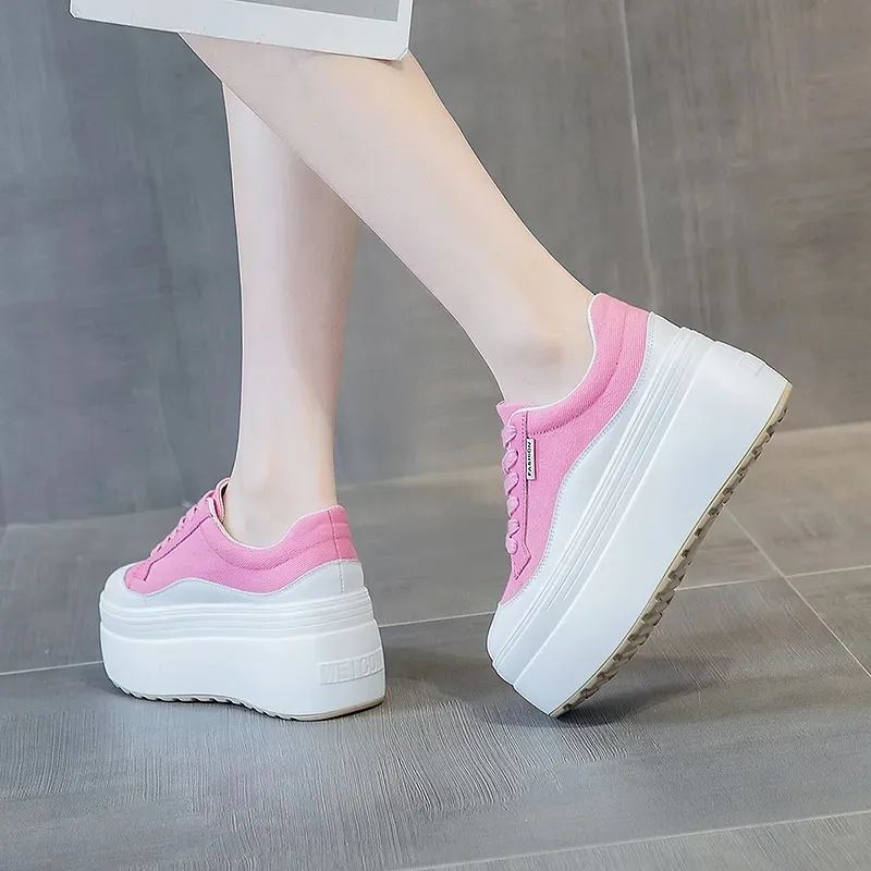 8cm nueva lona cuero genuino m - Sneakers Fashion Women reseña y precio