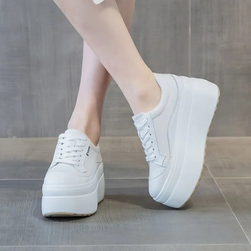 8cm nueva lona cuero genuino m - Sneakers Fashion Women reseña y precio
