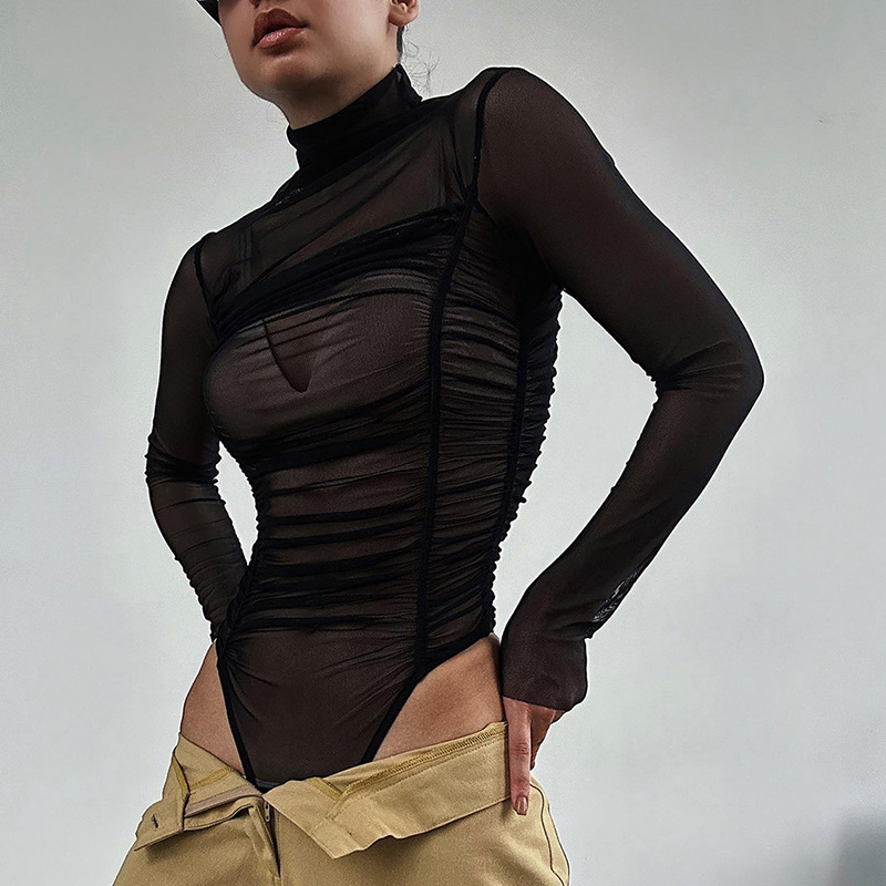 Body ajustado de malla de mang - Turtleneck Bodysuit reseña y precio
