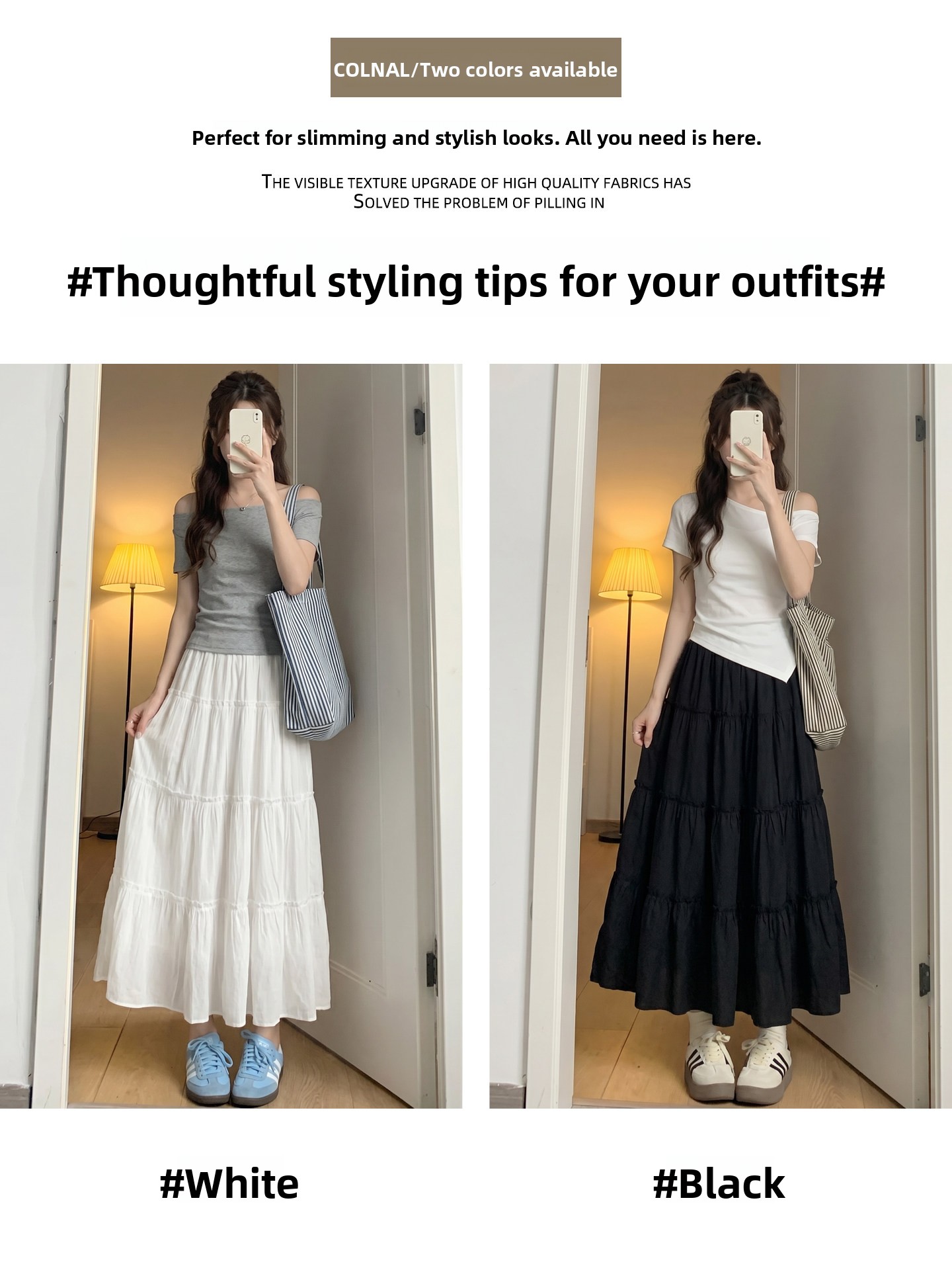 Falda midi negra acampanada de - A-Line Skirt Midi reseña y precio