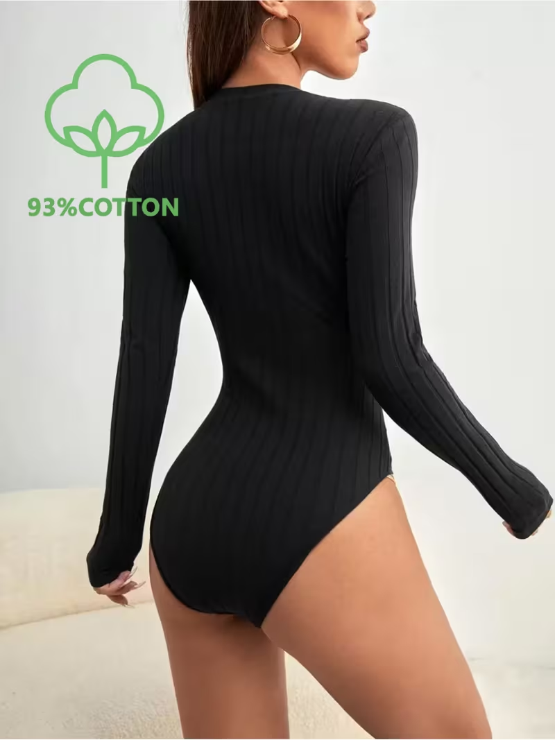 Body de Manga Larga con Canalé - Turtleneck Bodysuit reseña y precio