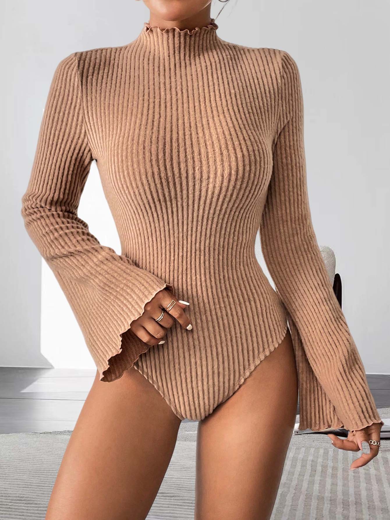 Body de punto acanalado caqui  - Turtleneck Bodysuit reseña y precio