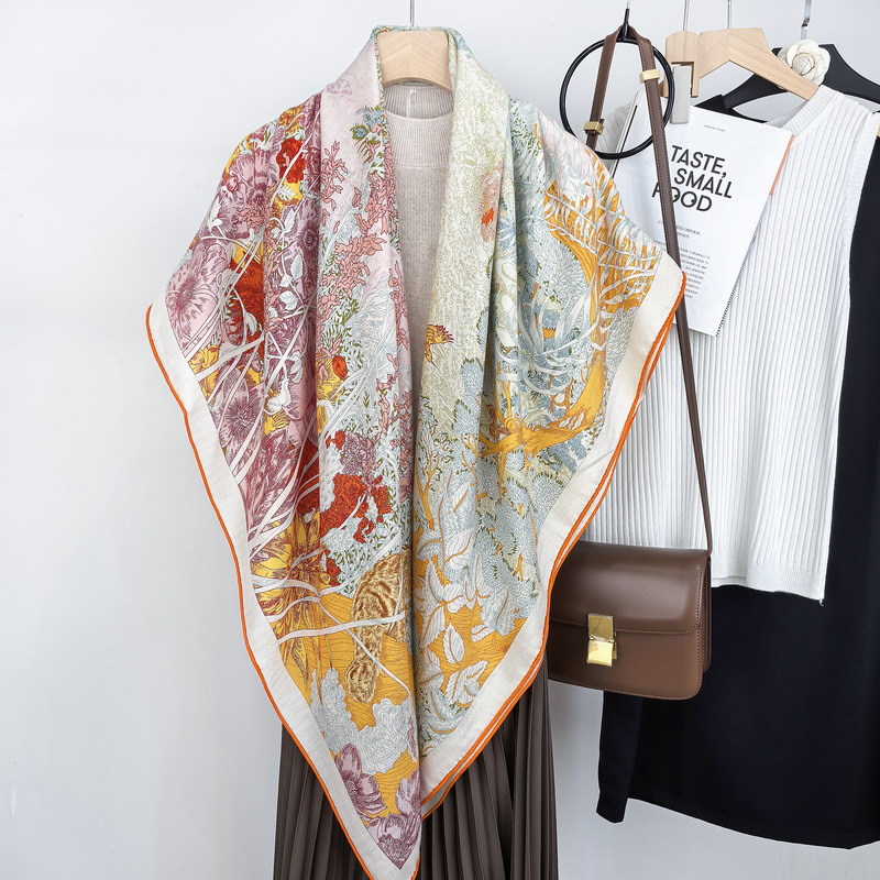Bufanda cuadrada grande con bo - Women'S Fashion Garden City reseña y precio