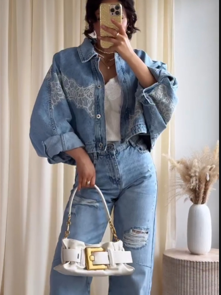 Conjunto de 2 piezas de chaque - Women'S Fashion Denim Jacket reseña y precio