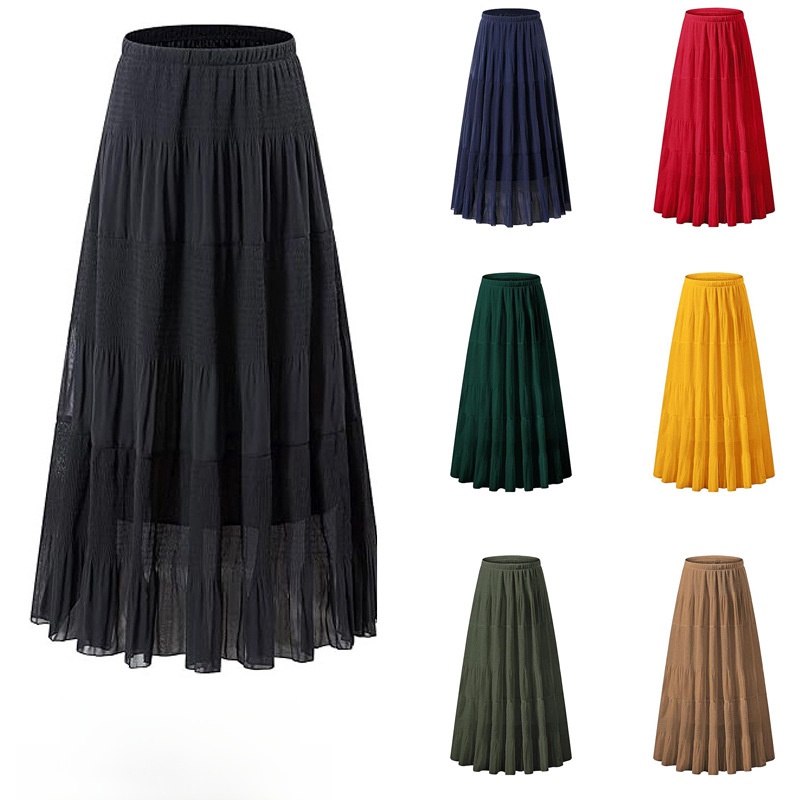 Falda Larga de Cintura Alta en - A-Line Skirt Midi reseña y precio