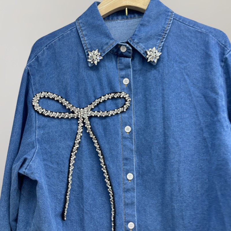 Camisa vaquera con lazo de dia - Women'S Fashion Denim Jacket reseña y precio