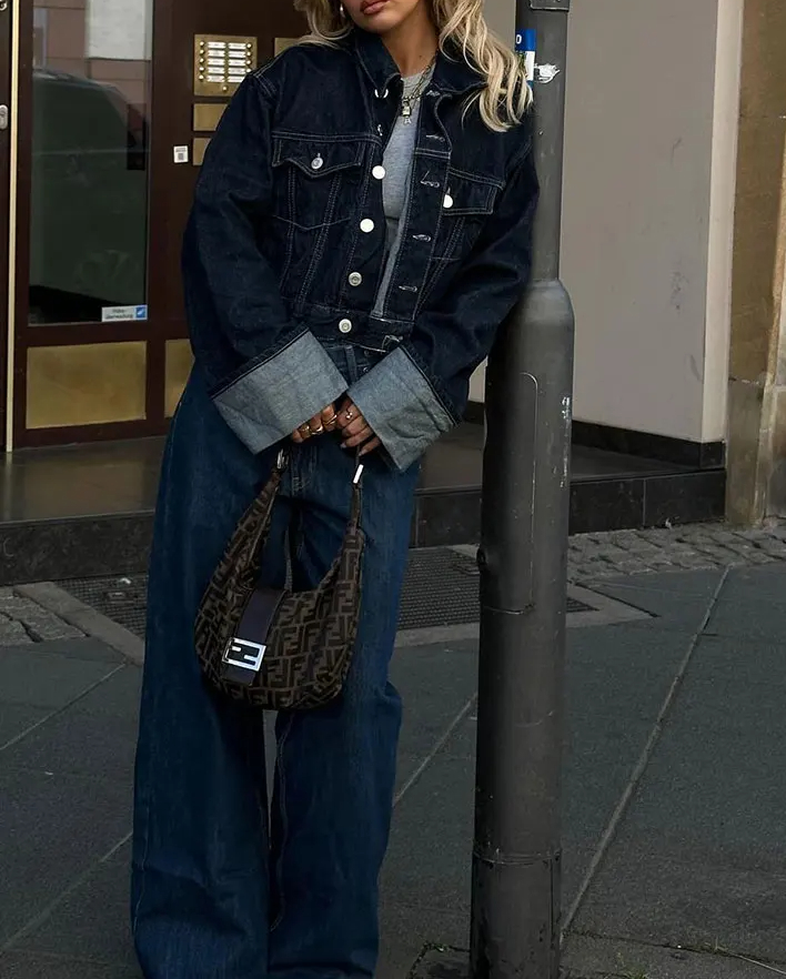 Traje de moda para mujer, chaq - Women'S Fashion Denim Jacket reseña y precio
